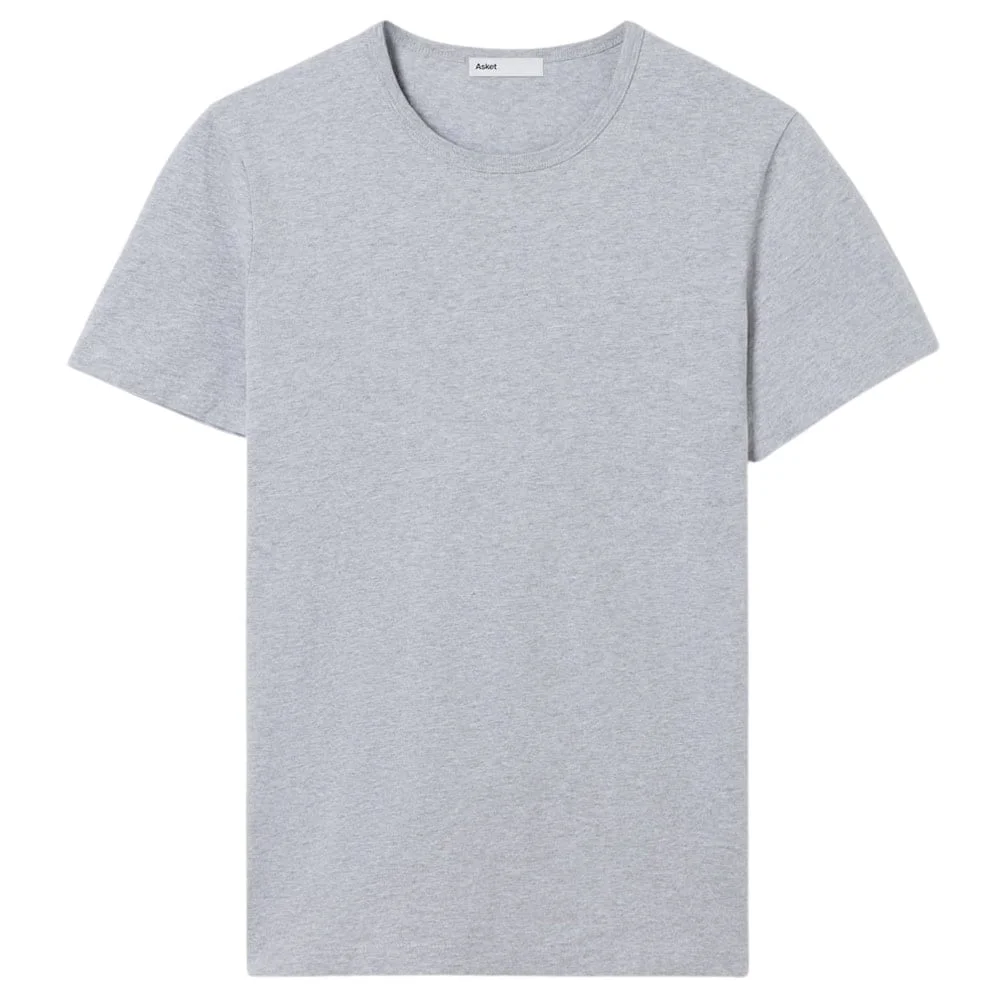 Heavyweight heather grey crew-neck tee from a minimalist basics brand