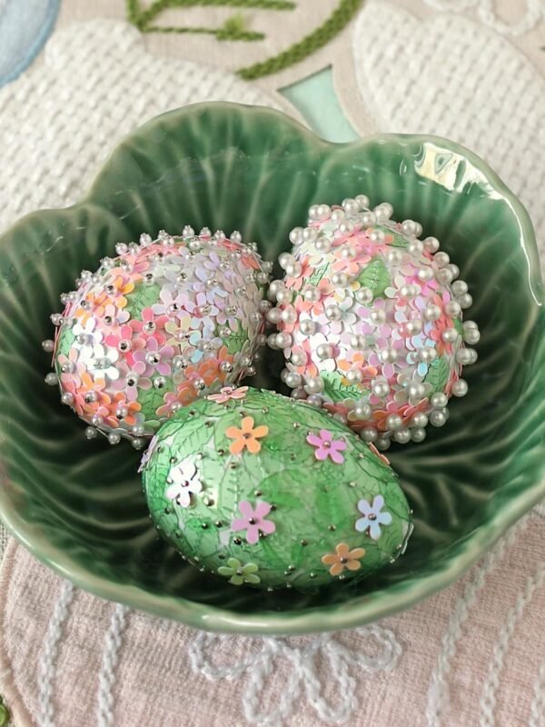 DIY Sequin Beaded Easter Eggs