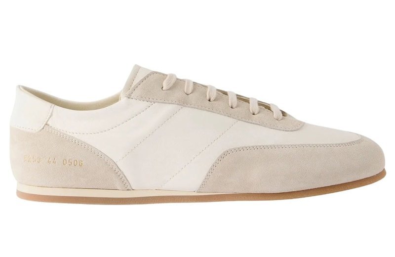 Brown suede and white leather Puma Speedcat style sneaker